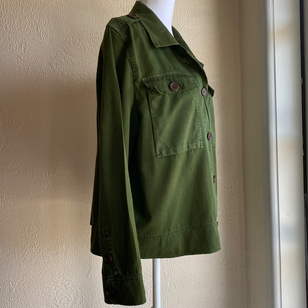 J. Crew green twill utility short swing field jacket Size M - Picture 4 of 13